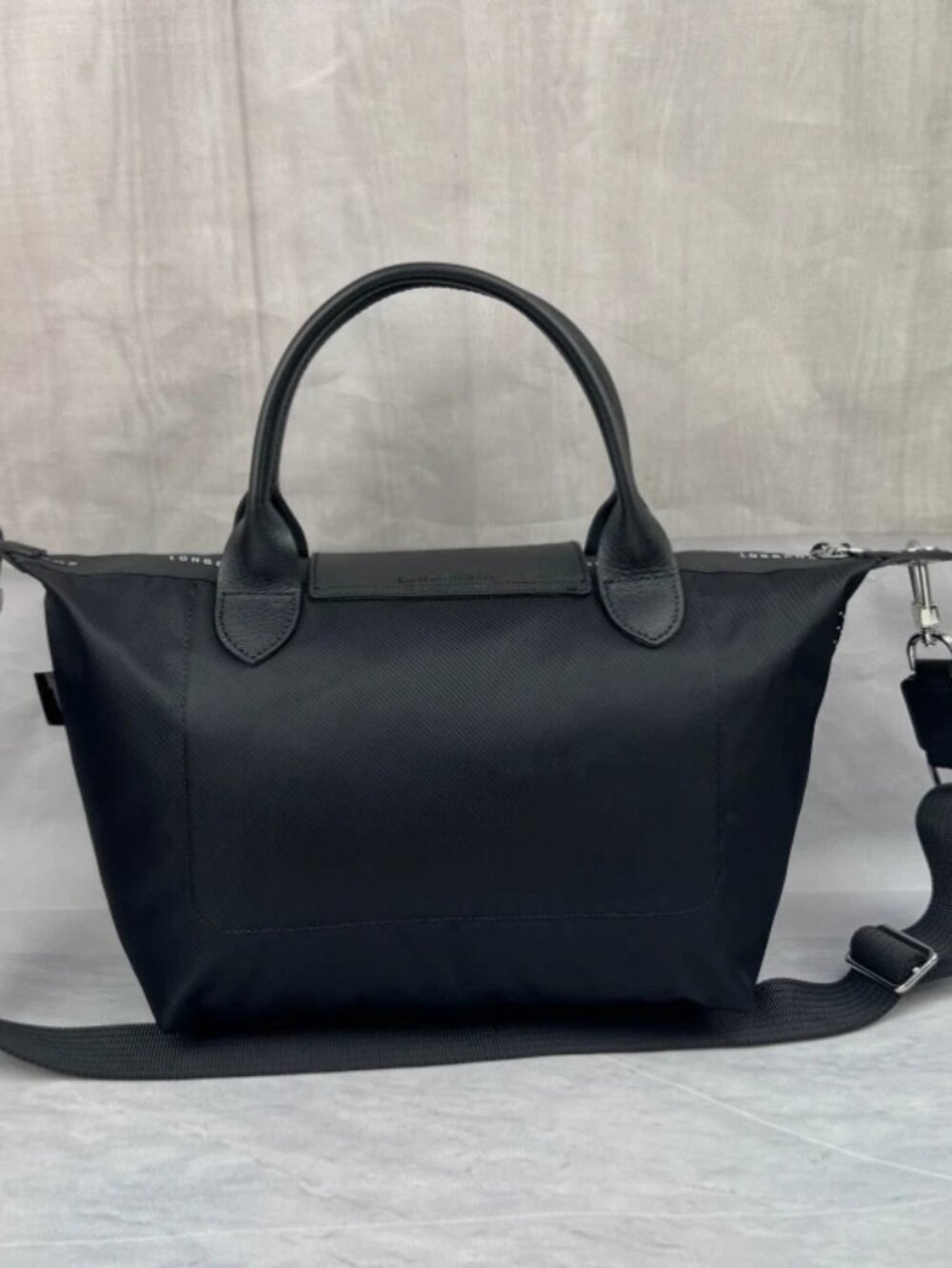 Black Foldable Tote Crossbody Bag Small Size 1512 - Picture 3 of 4